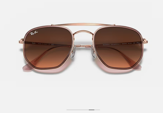 Ray-Ban Hexagonal Double Pont – Monture Or Rose & Verres Bruns Dégradés
