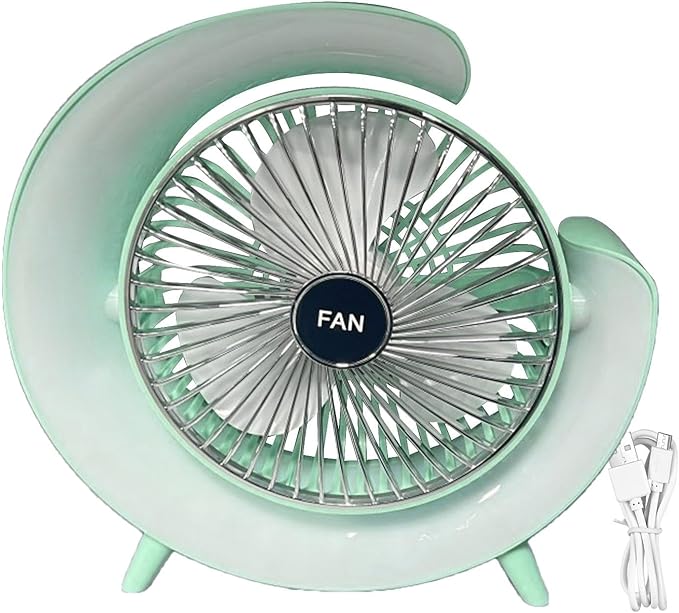 Petit ventilateur de bureau | Ventilateur de table compact 1800 mAh rechargeable par USB - Ventilateur personnel puissant avec éclairage RGB, idéal pour les chaudes journées d'été