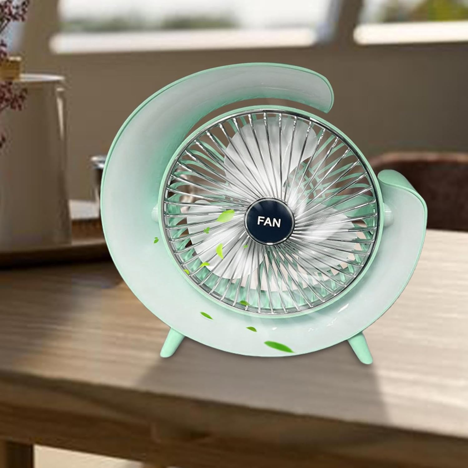 Petit ventilateur de bureau | Ventilateur de table compact 1800 mAh rechargeable par USB - Ventilateur personnel puissant avec éclairage RGB, idéal pour les chaudes journées d'été