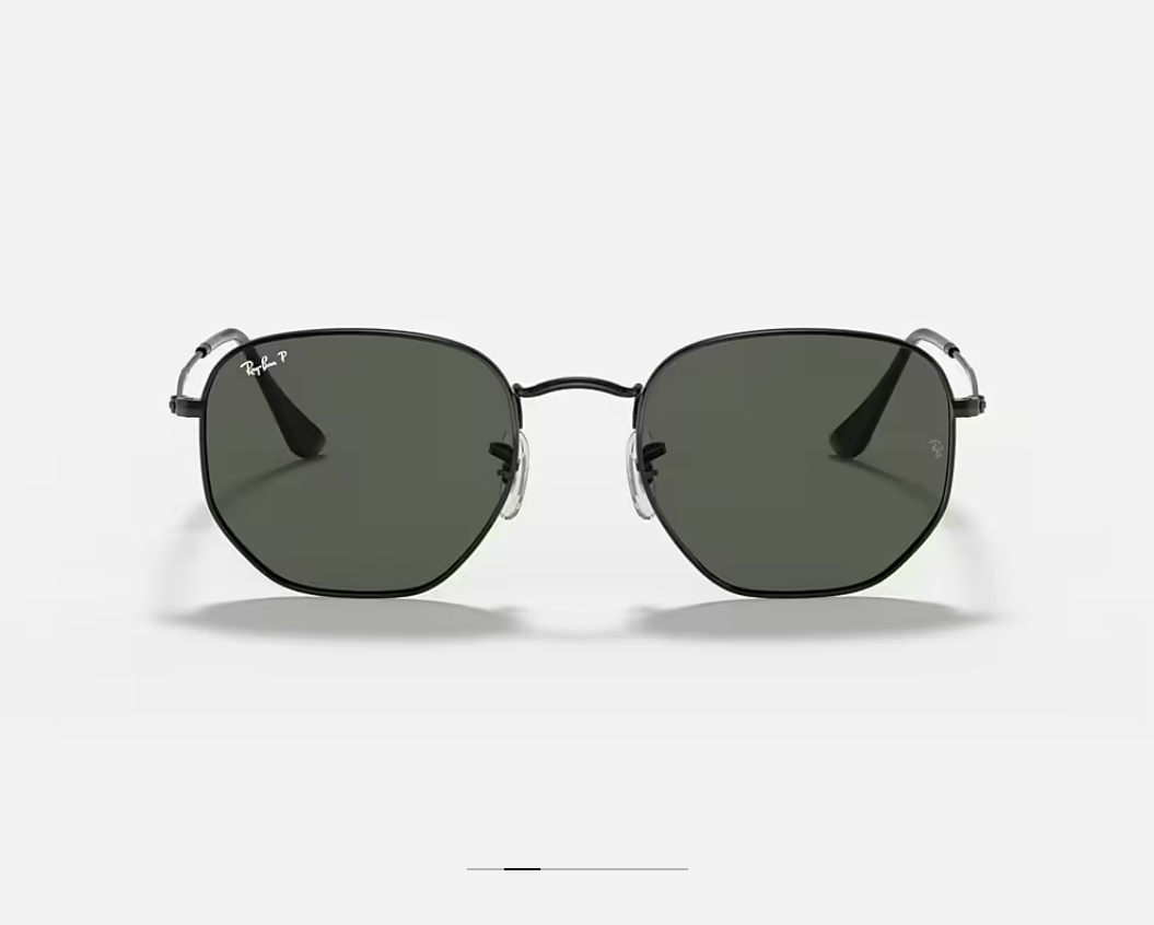 Ray-Ban Hexagonal Noir Polarisé – Monture Métal Black & Verres Green P