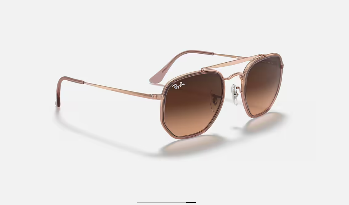Ray-Ban Hexagonal Double Pont – Monture Or Rose & Verres Bruns Dégradés
