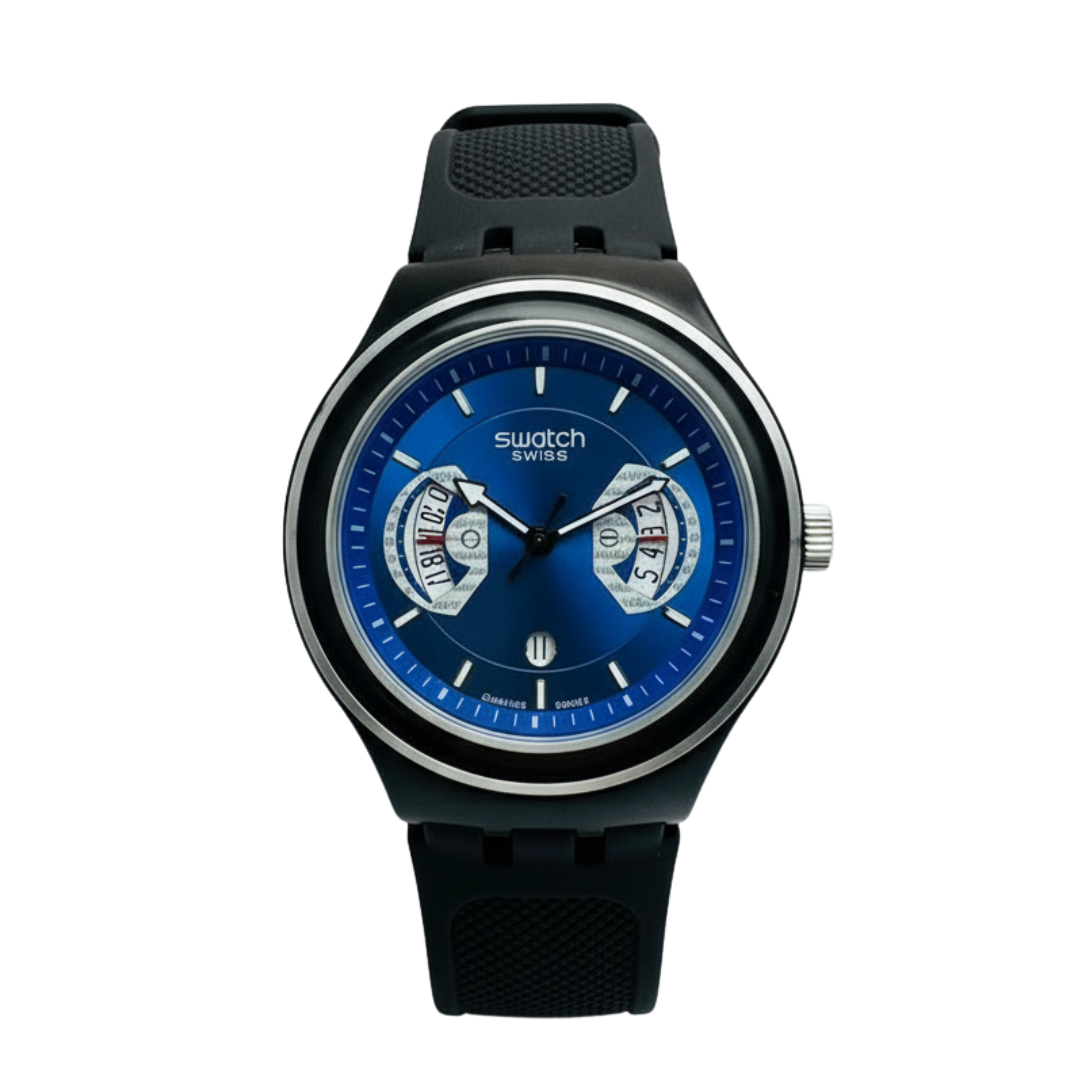 Montre Swatch Chronographe à Bracelet en Caoutchouc Bleu - Sportive et Élégante