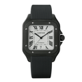 Montre Cartier Santos – Cadran Noir & Boîtier Argent | Élégance Moderne