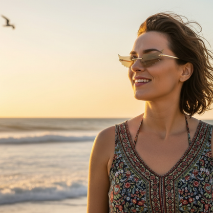 Lunettes de Soleil Ailes d’Ange – Style Futuriste Sans Monture UV400