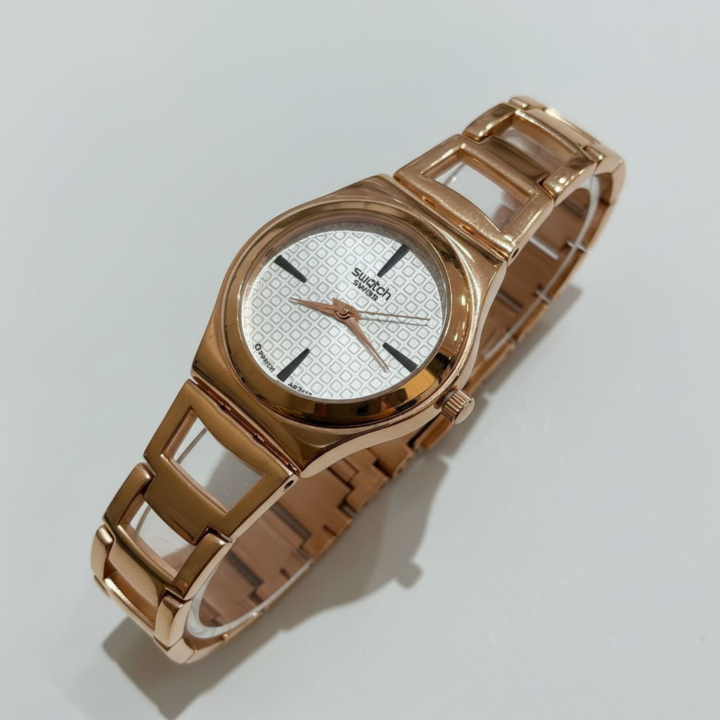 Swatch Urban Chic Gold Grid – L’Élégance Moderne aux Détails Architecturaux