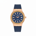 Montre Swatch Bleu &amp; Or Rose – L’Élégance Moderne au Caractère Audacieux
