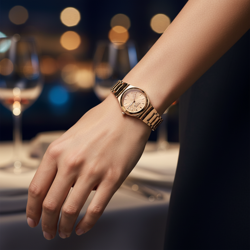 Swatch Golden Pattern – L’Éclat Raffiné au Motif Signature