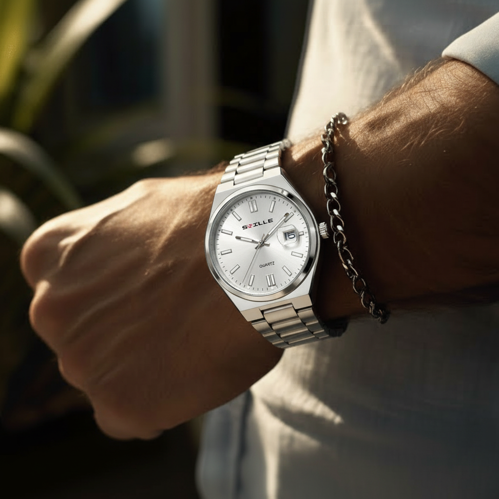 SNILLE Silver Sunray Steel – L’Élégance Classique au Quotidien